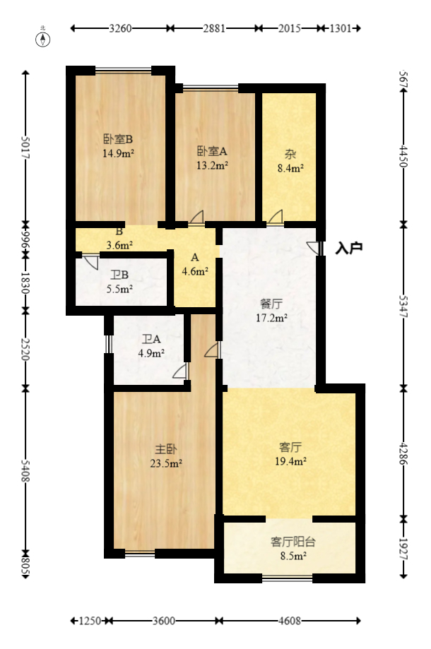 西山汇景一、二期  3室2厅2卫   228.00万室内图1