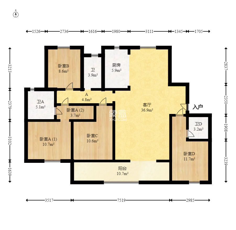 中建梅溪湖中心  4室2厅3卫   225.00万