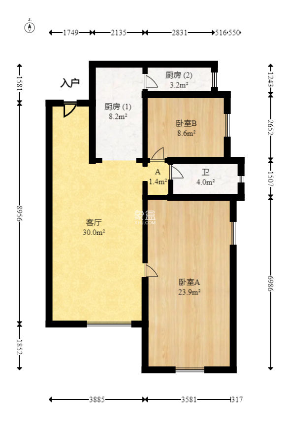 凯特梅溪紫郡  2室2厅1卫   96.80万