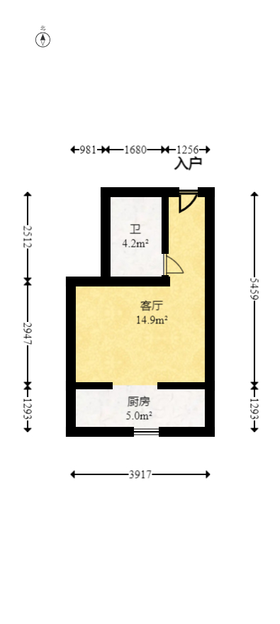 观湖公寓  1室1厅1卫   30.00万室内图1