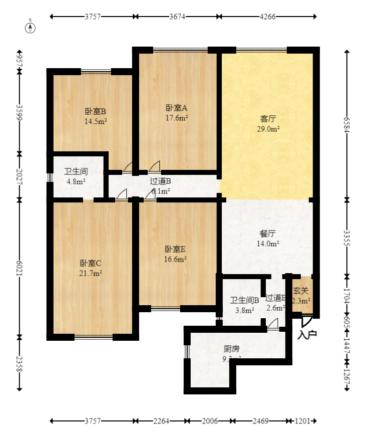 金昌花园  4室2厅2卫   130.00万室内图1