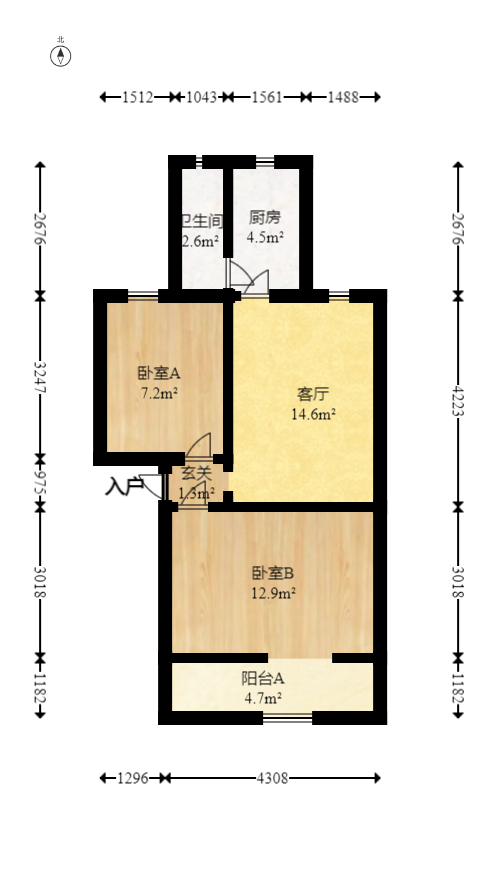 东塘电力院  2室1厅1卫   66.80万室内图1
