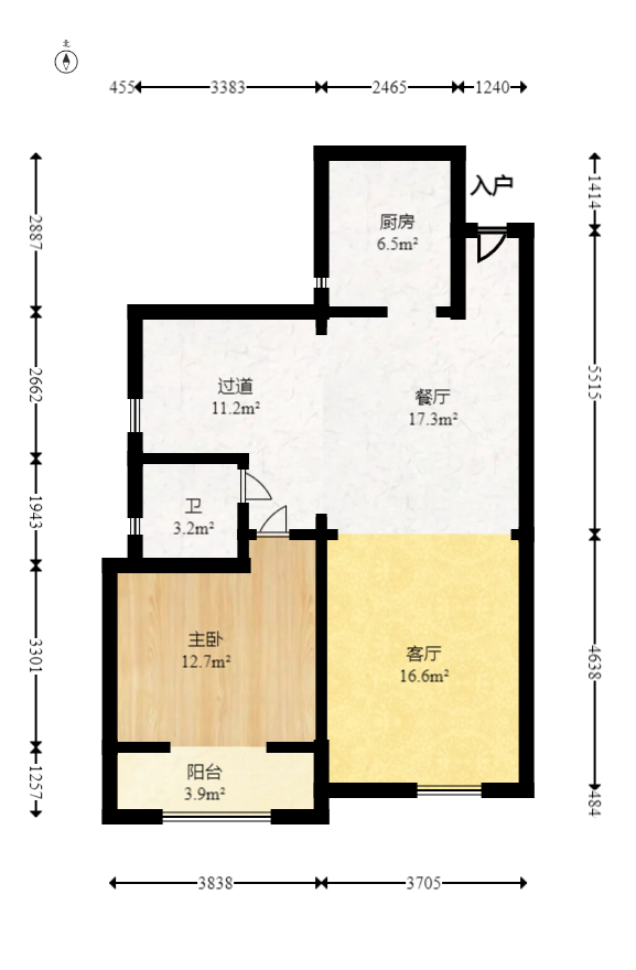 蝴蝶谷 3室2厅2卫 78.0万 蝴蝶谷 3室2厅2卫 78.0万户型图