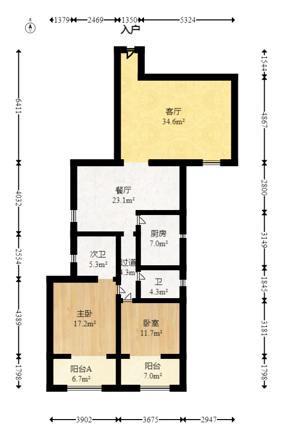 明城公寓 4室2厅2卫 178.0万 明城公寓 4室2厅2卫 178.0万户型图