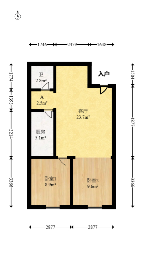 长大彩虹都  2室2厅1卫   39.00万室内图1