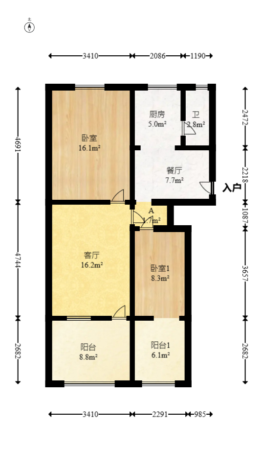 红色剧院宿舍  3室2厅1卫   82.00万室内图1