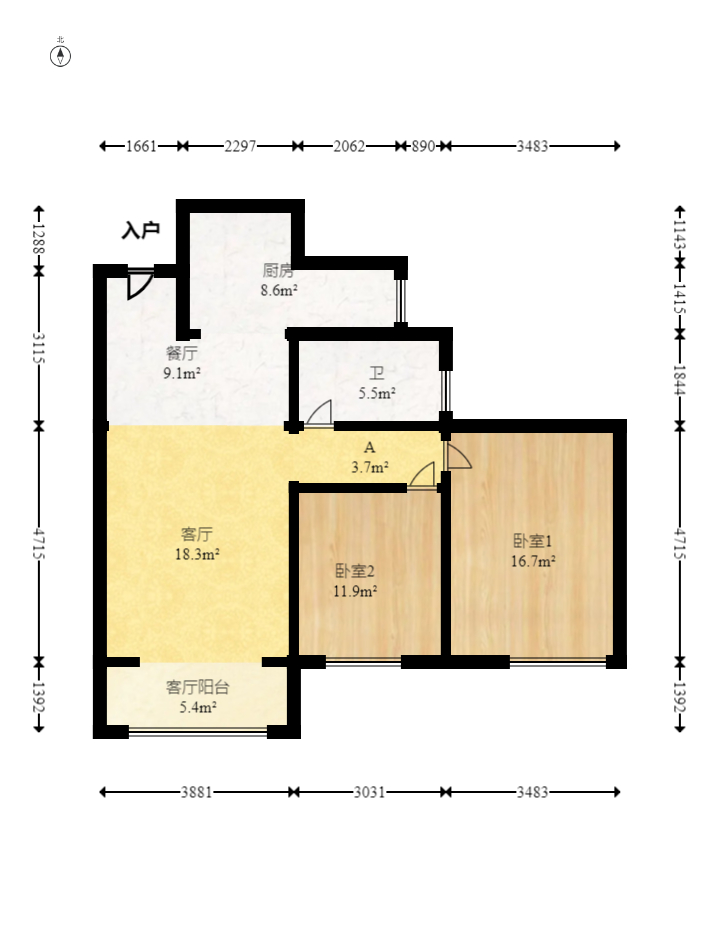 中建信和城  3室2厅1卫    125.0万 中建信和城  3室2厅1卫    125.0万户型图