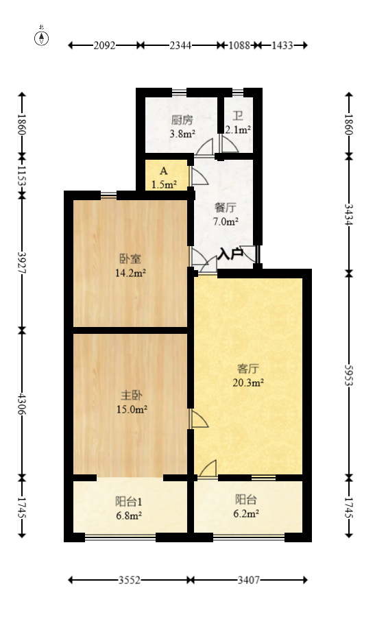 物资厅宿舍（五一大道）  3室2厅1卫   46.80万室内图1