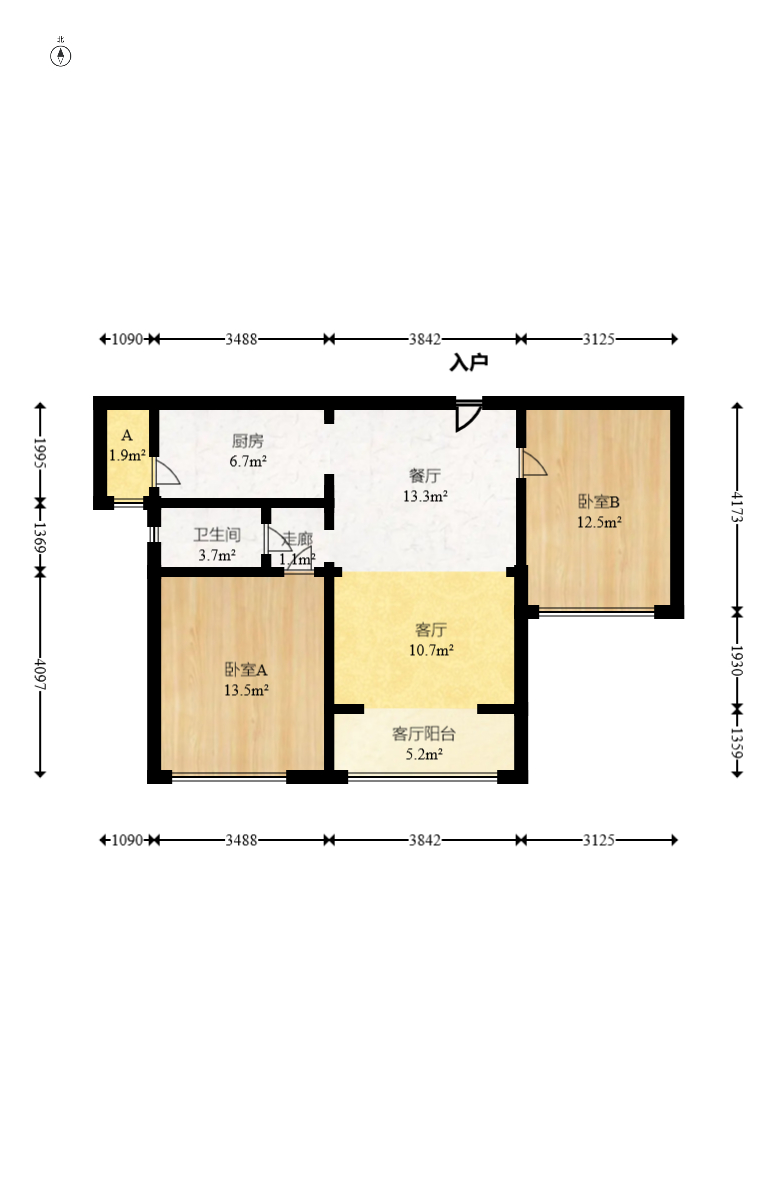 中建芙蓉嘉苑  1室2厅1卫   96.00万室内图1