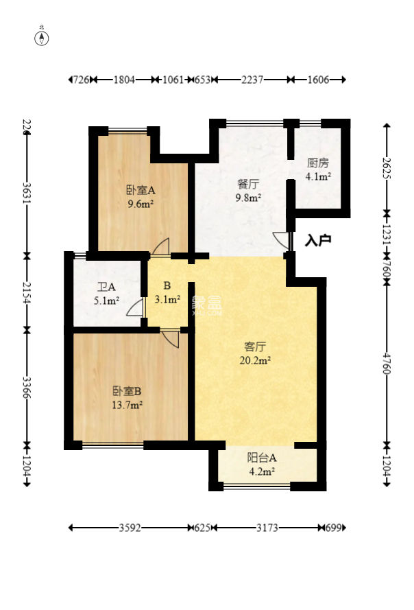 五矿万境水岸三期  2室1厅1卫   108.00万