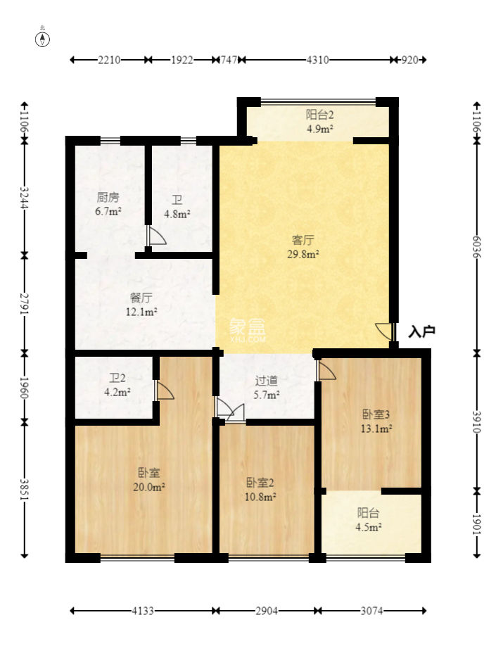 咸嘉新村嘉旺苑  3室2厅2卫   99.80万