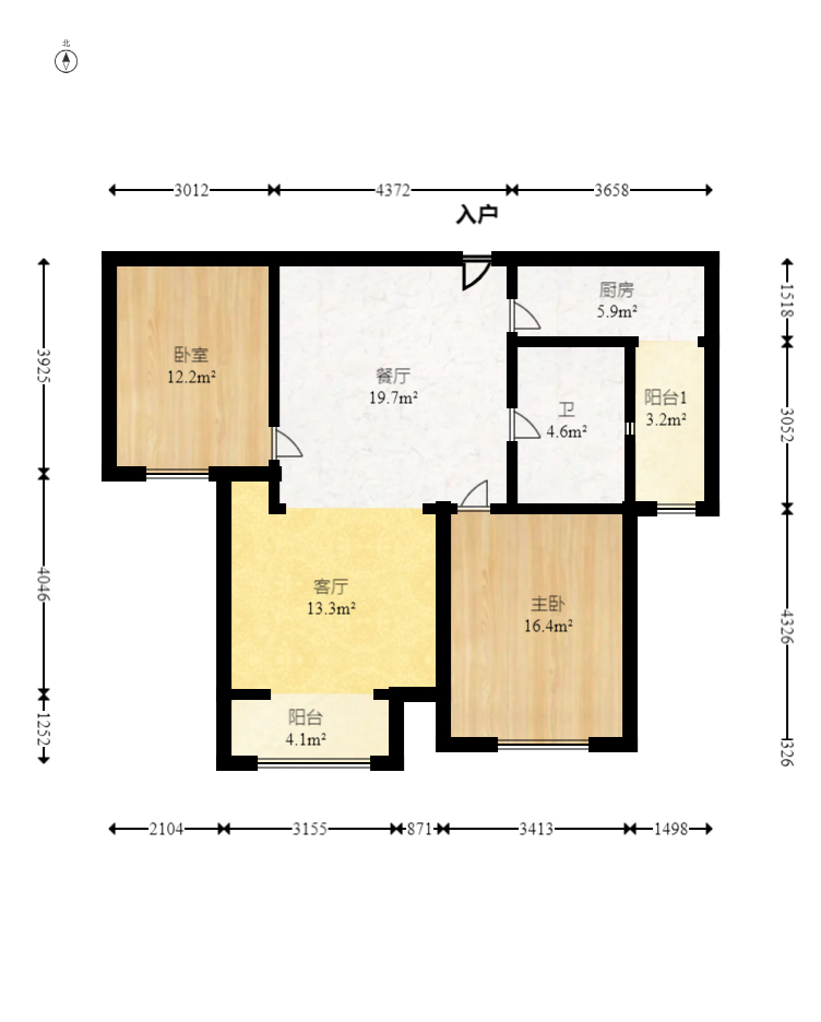 三一街区 2室2厅1卫 66.8万 三一街区 2室2厅1卫 66.8万户型图