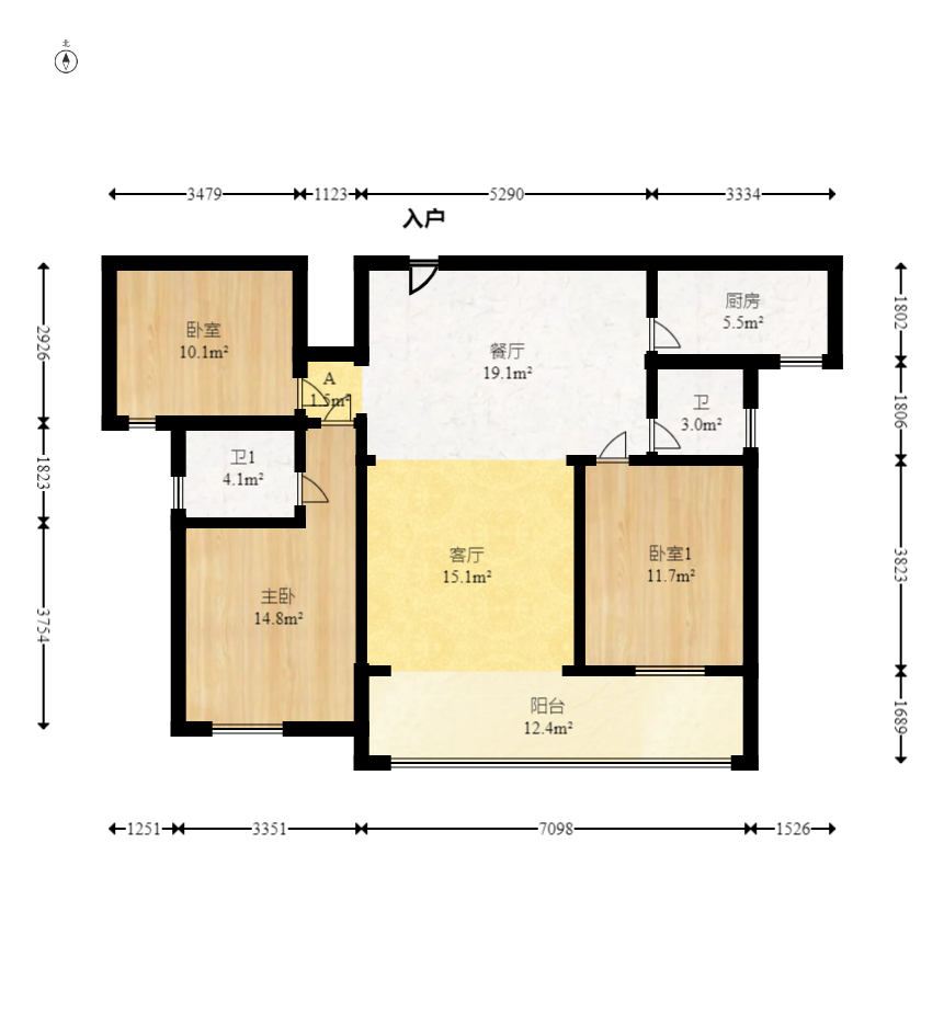 星雅美辰 3室2厅1卫 94.8万 星雅美辰 3室2厅1卫 94.8万户型图
