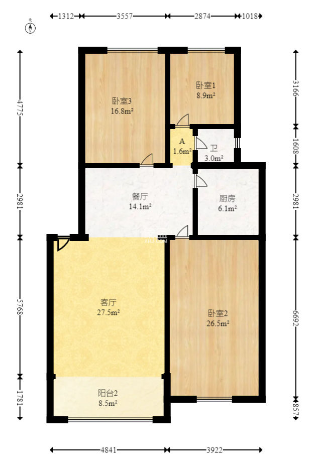 翡翠林居  3室2厅2卫   68.00万