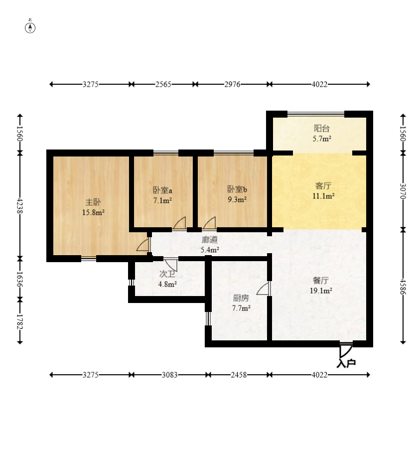 好莱城(弘德西街) 3室2厅1卫 89.0万 好莱城(弘德西街) 3室2厅1卫 89.0万户型图