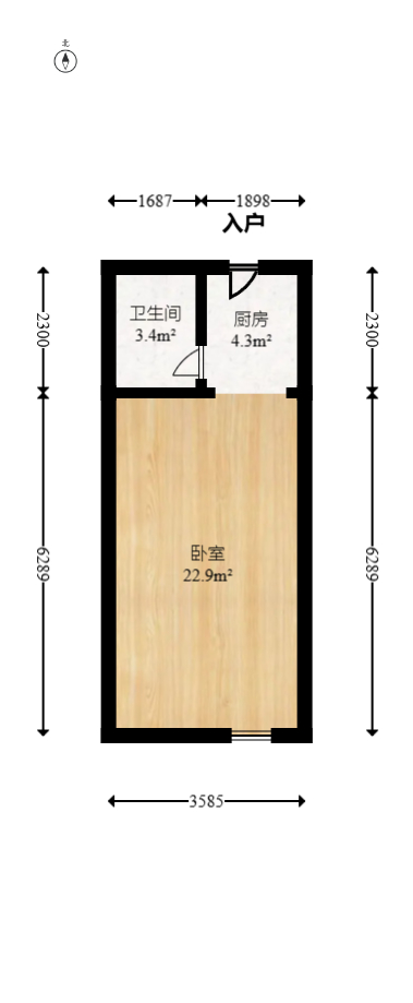 Cross尚公馆  1室1厅1卫    26.0万 Cross尚公馆  1室1厅1卫    26.0万户型图