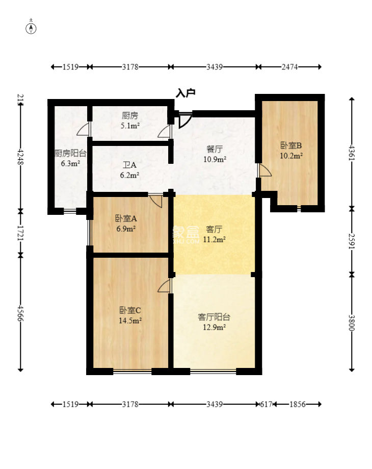 当代滨江MOMA  3室2厅1卫   136.80万