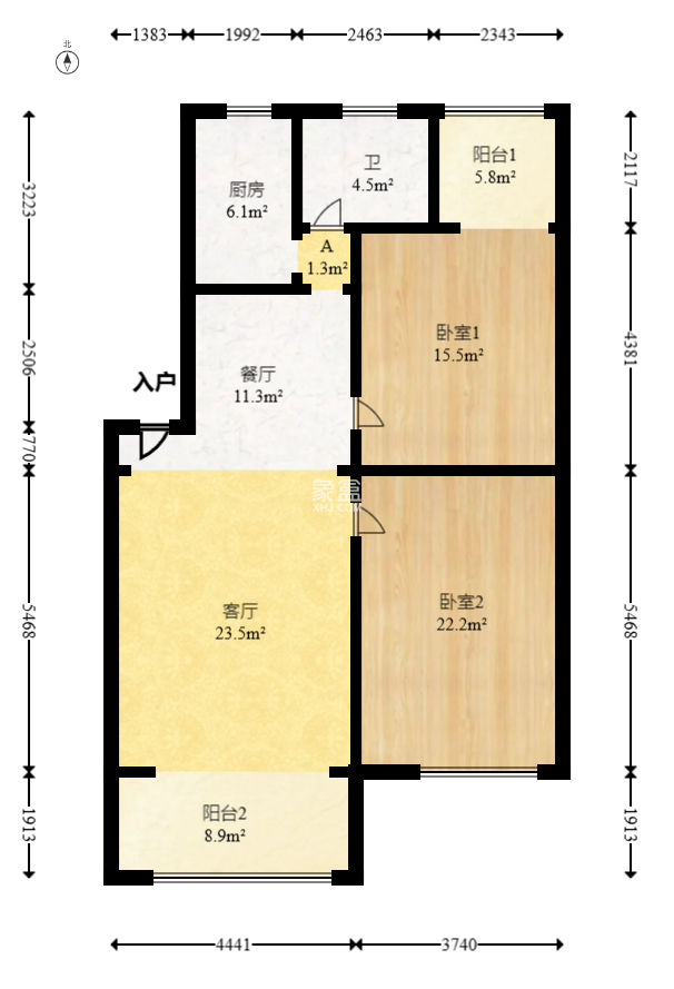 翡翠林居  2室2厅1卫   71.00万