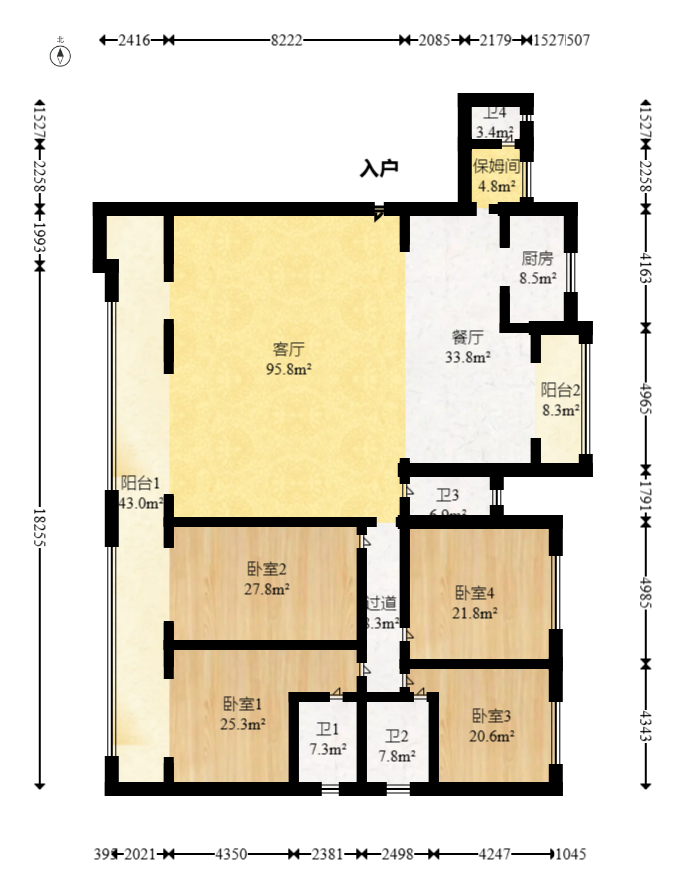 中建江山壹号  4室2厅3卫   638.00万室内图1