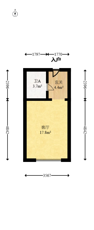 卓越中寰  2室1厅1卫   43.80万室内图1