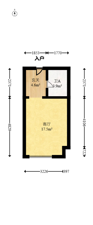 卓越中寰  2室1厅1卫   43.80万室内图1