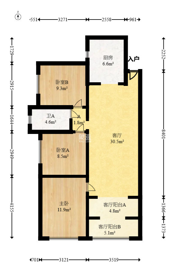 胜家雅苑  3室2厅1卫   123.00万
