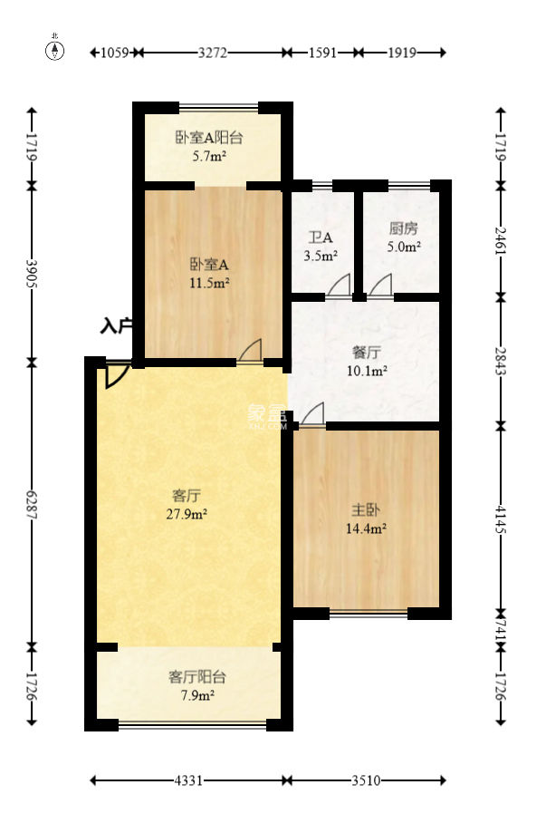 杏林小区  2室2厅1卫   77.00万