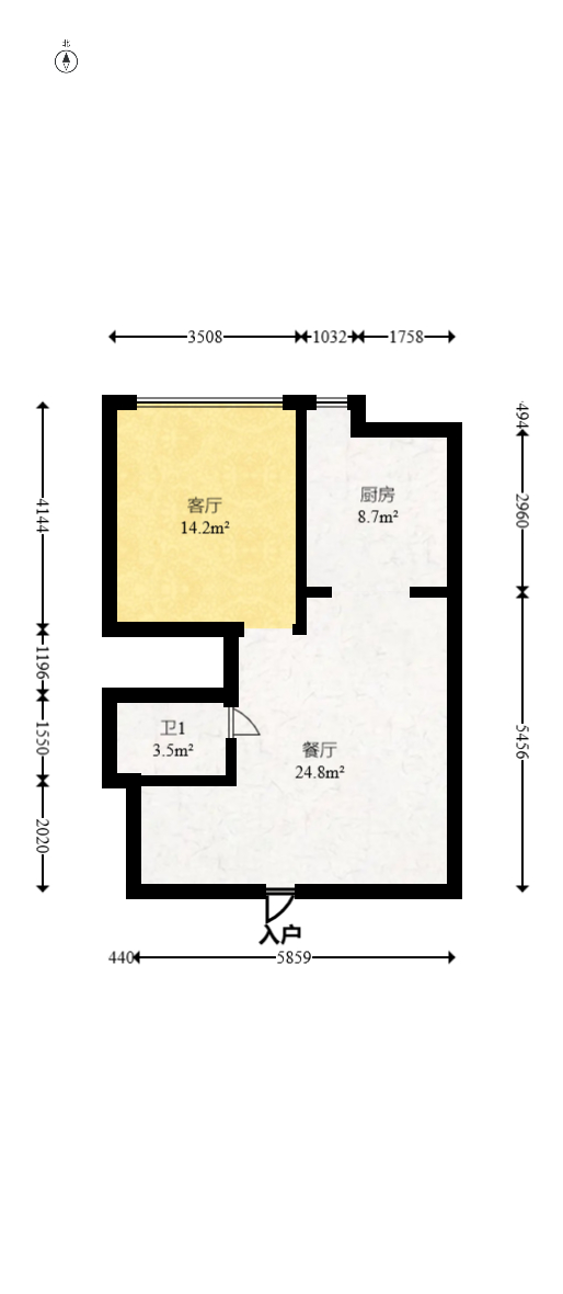 京武浪琴山三期（京武中心）  3室2厅1卫   115.00万室内图1