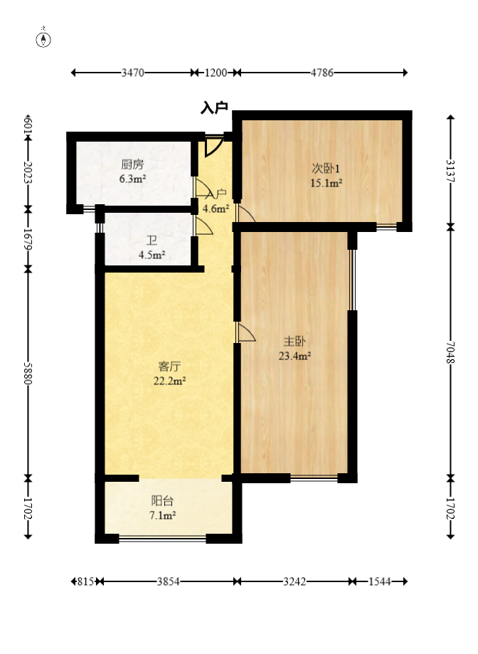 北辰三角洲C2区 3室2厅1卫 120.0万 北辰三角洲C2区 3室2厅1卫 120.0万户型图