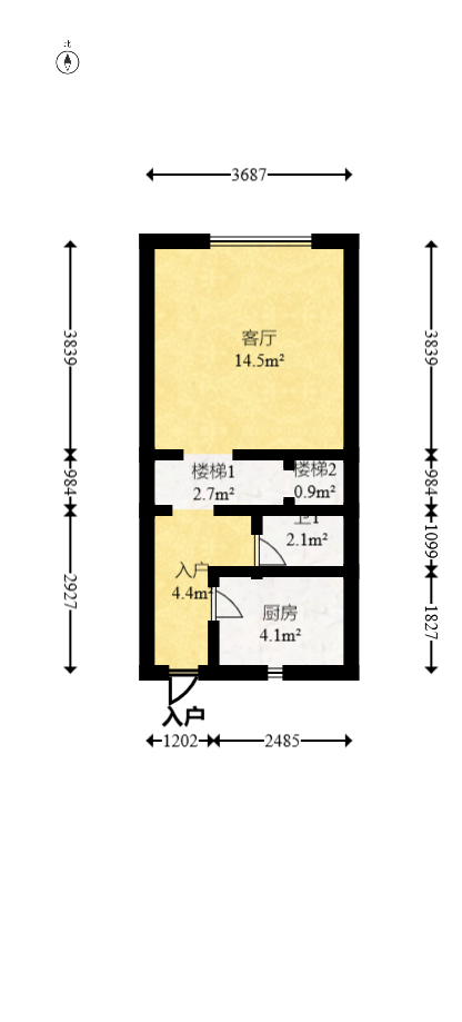 君悦新天地  2室1厅2卫   49.80万室内图1