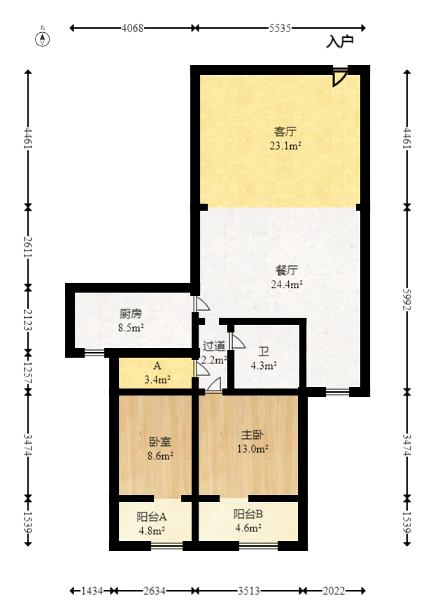 锦璨家园  2室2厅1卫   59.80万室内图1