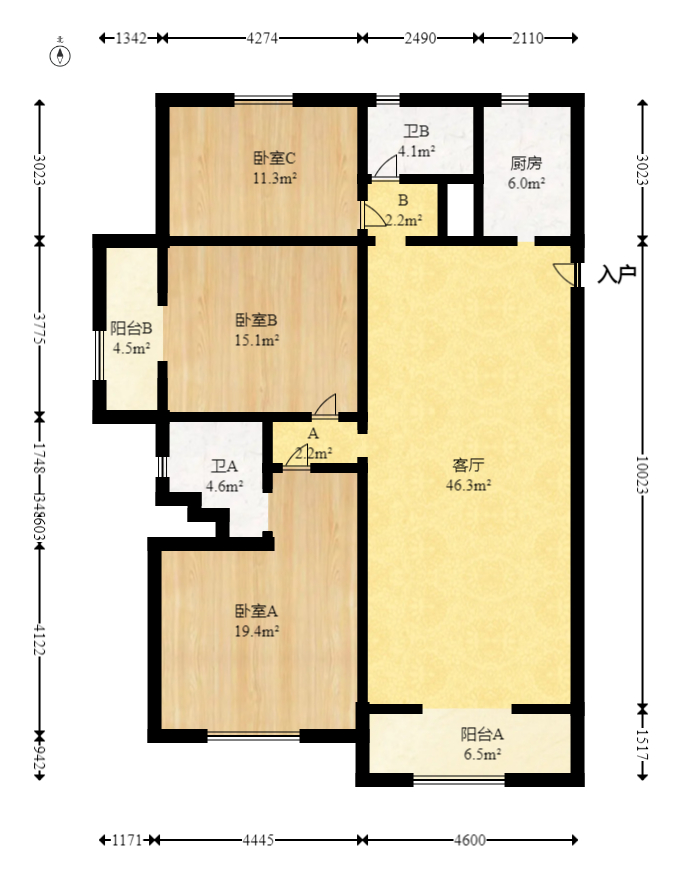 威尔士春天  3室2厅2卫   128.00万室内图1