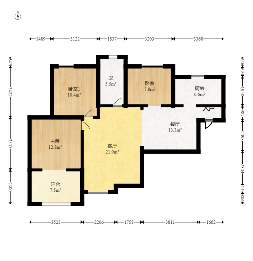 山水湾 3室2厅1卫 63.0万 山水湾 3室2厅1卫 63.0万户型图