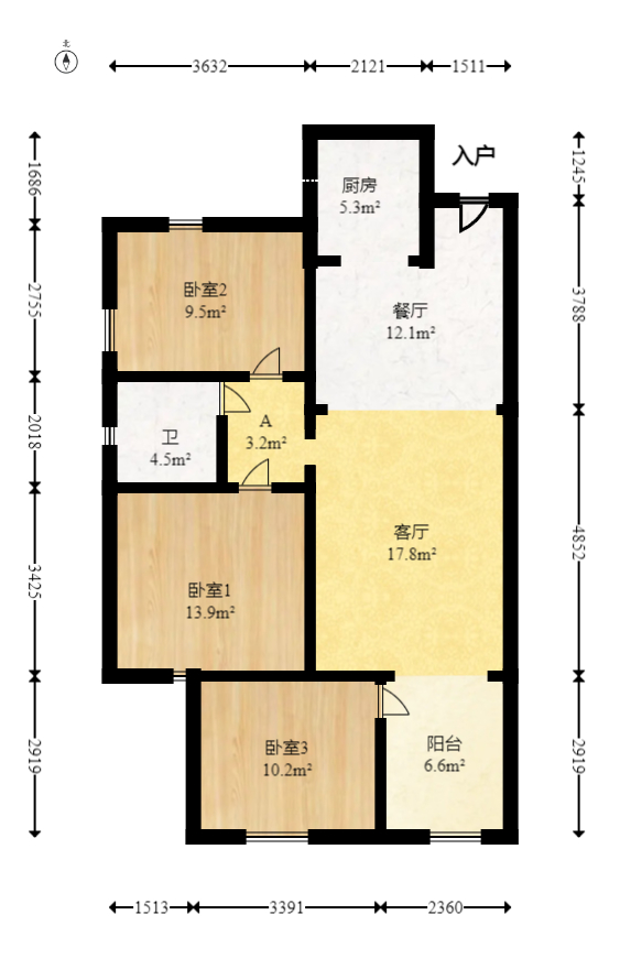 乾城（兴旺乾城）  3室2厅1卫   83.80万室内图1