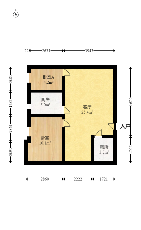 湘熙水郡（观澜海赋家园）  2室1厅1卫   65.00万室内图1