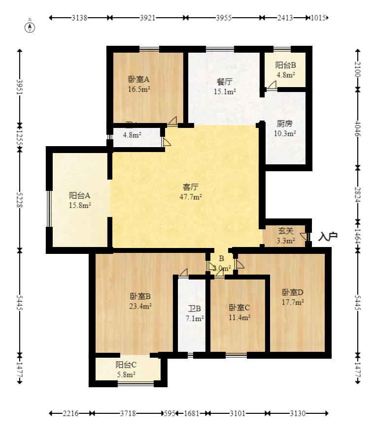 财富名园 4室2厅2卫 140.0万 财富名园 4室2厅2卫 140.0万户型图