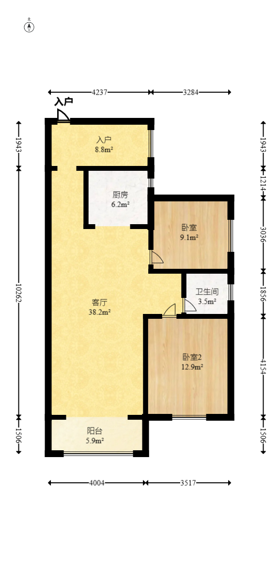 三景华御  3室2厅1卫   65.00万室内图1