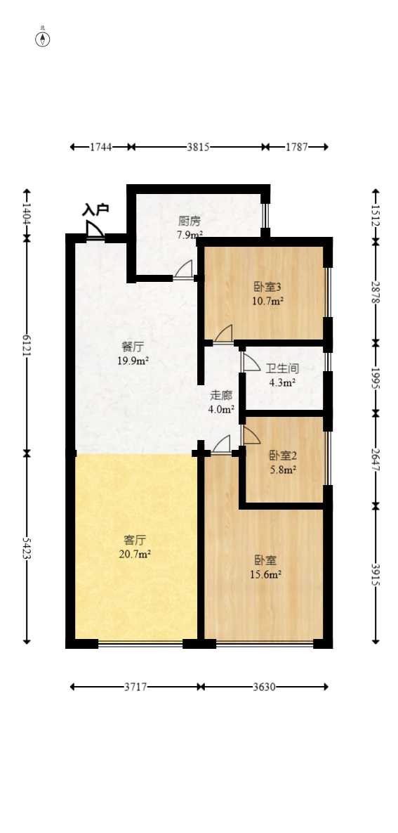 波隆城市花园  3室2厅1卫   64.80万室内图1