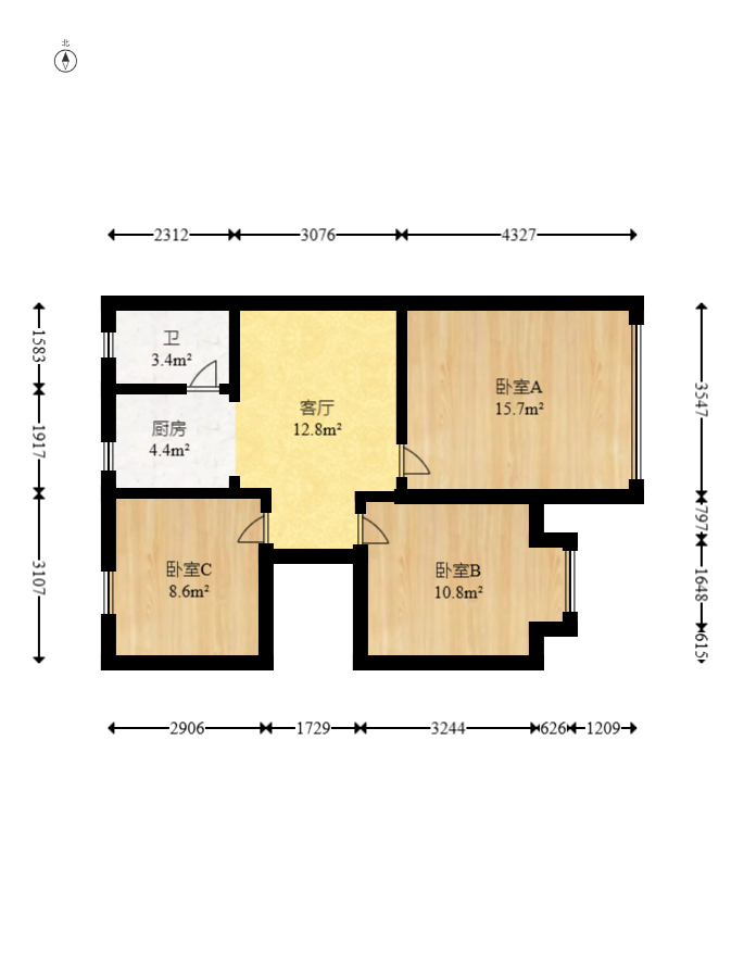 梅溪正荣府  4室2厅2卫   140.00万室内图1