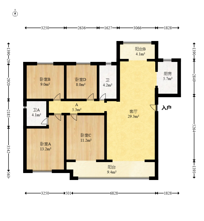 长房悦香山  4室2厅2卫   180.00万室内图1