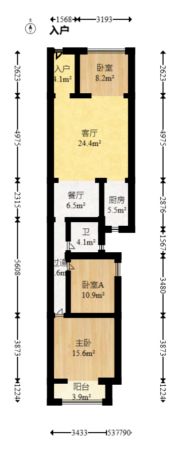 新长海广场  3室2厅1卫    51.79万室内图1