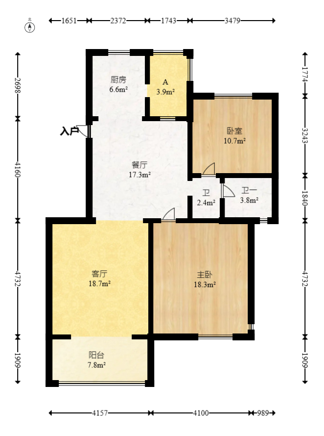 筑梦园 2室2厅1卫 58.0万 筑梦园 2室2厅1卫 58.0万户型图