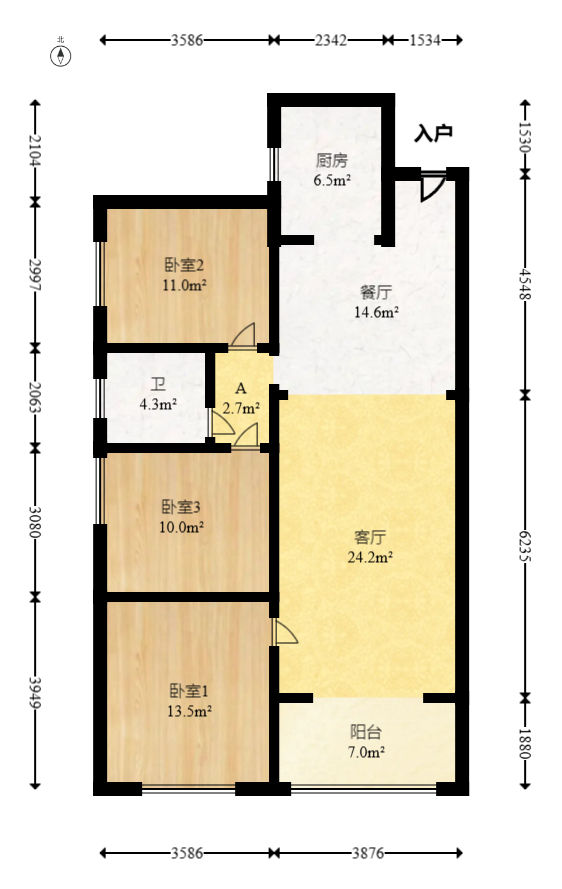乾城（兴旺乾城）  3室2厅1卫   83.00万室内图1
