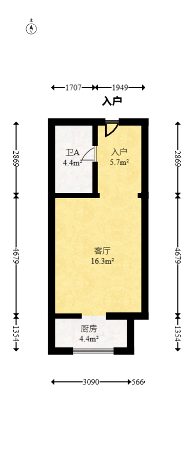 明昇壹城（明昇时代广场）二期  1室1厅1卫   49.80万室内图1