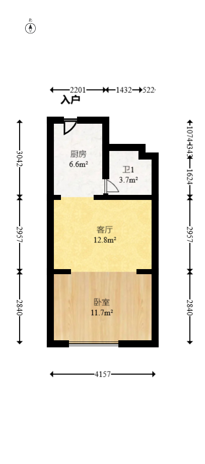 枫华府第  1室1厅1卫   27.00万室内图1