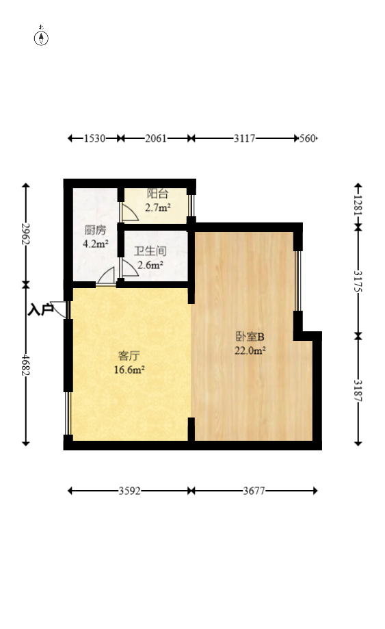 中建芙蓉工社  2室1厅1卫   55.00万室内图1