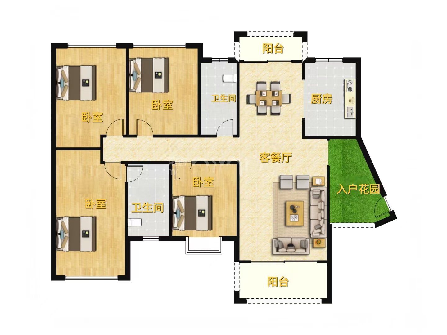 经世龙城 4室2厅2卫 115.0万 经世龙城 4室2厅2卫 115.0万室内图