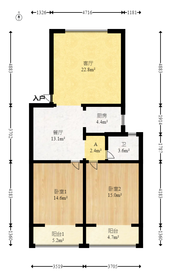 惠泽园  2室2厅1卫   92.80万室内图1