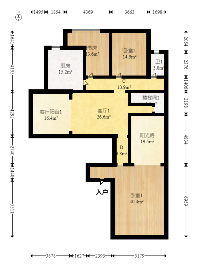 湘江壹号（创远湘江壹号）  5室2厅4卫   1080.00万室内图1