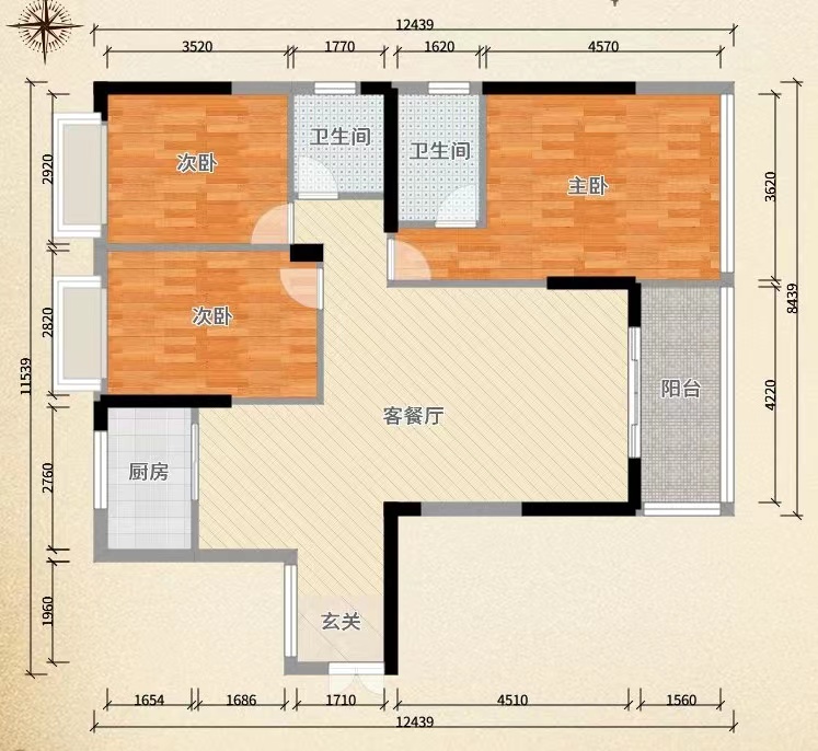 俊景万和城  4室2厅2卫   80.00万室内图1